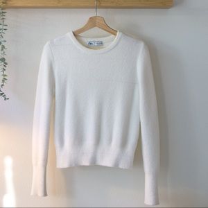 Zara Fuzzy White Sweater